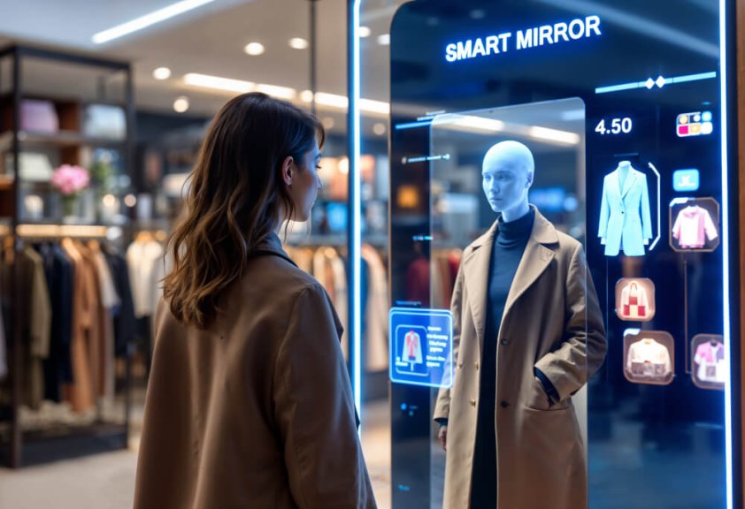 Consumer using AI assistant for online shopping recommendations
